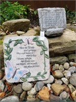 2 stone garden plaques
