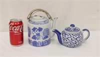 2 Blue & White Tea Pots