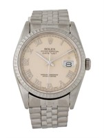 18k Gold Rolex Datejust Creme Dial Auto Watch 36mm