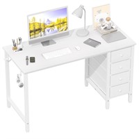 Lufeiya White Computer Desk with Drawers - 47 Inc