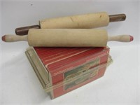 2 Vtg Wood Rolling Pins & Great American Recipes