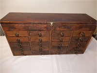 JEWELRY BOX WITH TINS AND PARTS