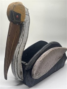 Handmade Wooden Pelican w/ Holder Box