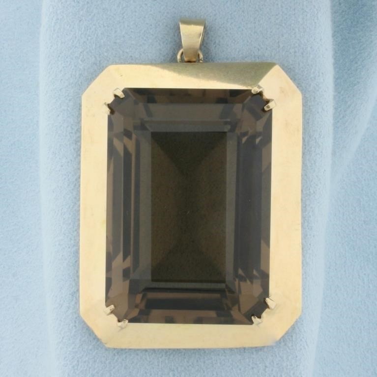 130ct Smokey Topaz Statement Pendant in 14k Yellow