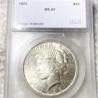1923 Silver Peace Dollar SEGS - MS61