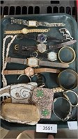 Tray of watches and miscellaneous