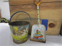 TIN SAND BUCKET & SHOVEL