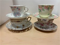 4 Teacups w/saucers
