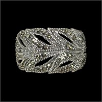 Sterling silver marcasite band, size 6.5