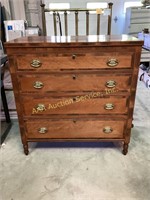 Solid Wood Chest Dresser with Brass Hardware,