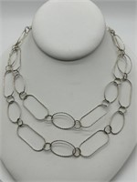 Sterling Silver Fancy Link Long Necklace