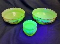 (3) Heisey Winged Scroll Toothpick & Berry Bowls