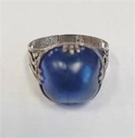 Sterling blue cabochon size 6.5 ring