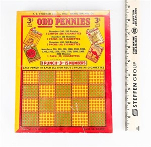 3 Cent Odd Pennies Hamilton Punch Board