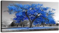 Wall Art Painting Contemporary Blue Tree
