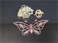 LOT OF 3 VTG BROOCHES