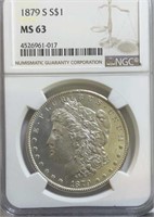 1879S Morgan Silver Dollar NCG MS63