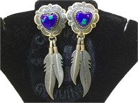 Signed Q.T. Sterling Silver earrings with lapis