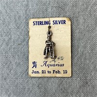 Vintage Sterling Silver Aquarius Pendant