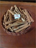 Basket of vintage clothespins