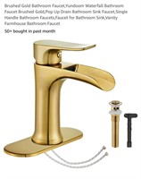 Brushed Gold Bathroom Faucet, Yundoom Waterfall
