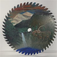 Painted saw blade wall decoration