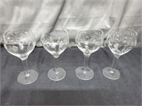 4 Piece Engraved Wine Glasses