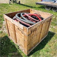 Wooden Crate of air hoses & water hoses