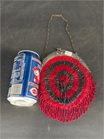 AWESOME RED AND BLACK BEADED PURSE ROSES