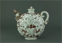 Yuan/Ming Period Rare Copper Red Porcelain Ewer