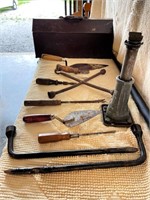 Green Metal Tool Box w/ Assorted Tools