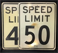 (2) Aluminum 45 & 50 Speed Limit Traffic Signs