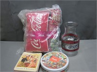 Large Lot Coca Cola Collectibles Pitcher Blanket