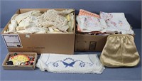 Lot of Vintage Linens + Buttons