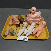 Early Celluloid & Bisque Baby Dolls - Duck Light
