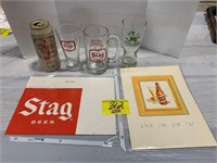 (2) STAG BEER GLASSES, NOTRE DAME GLASS, SCHLITZ