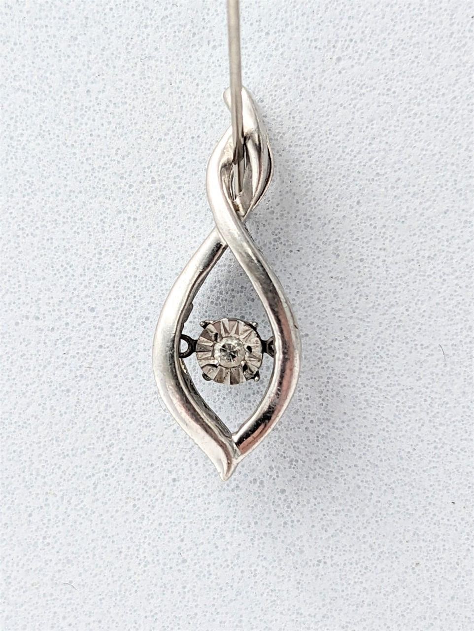 10K White Gold Diamond Floating Infinity Pendant