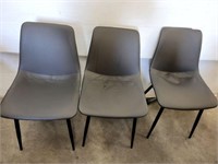 3 PC LEATHER TYPE METAL BASE CHAIRS