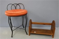 Vanity Seat and Wood Shelf