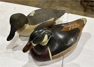 Two Hand Wood Carved Ducks