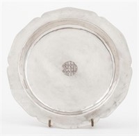 Early American Silver Floriform Plate, 18th C.