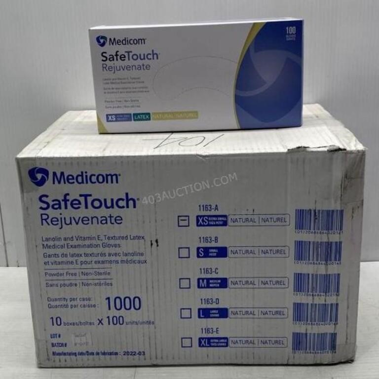 XS Case of 1000 Medicom Medical Gloves - NEW