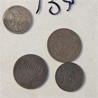 Mixed Bag 2 Two Cent Pieces, Flying Eagle Penny, C