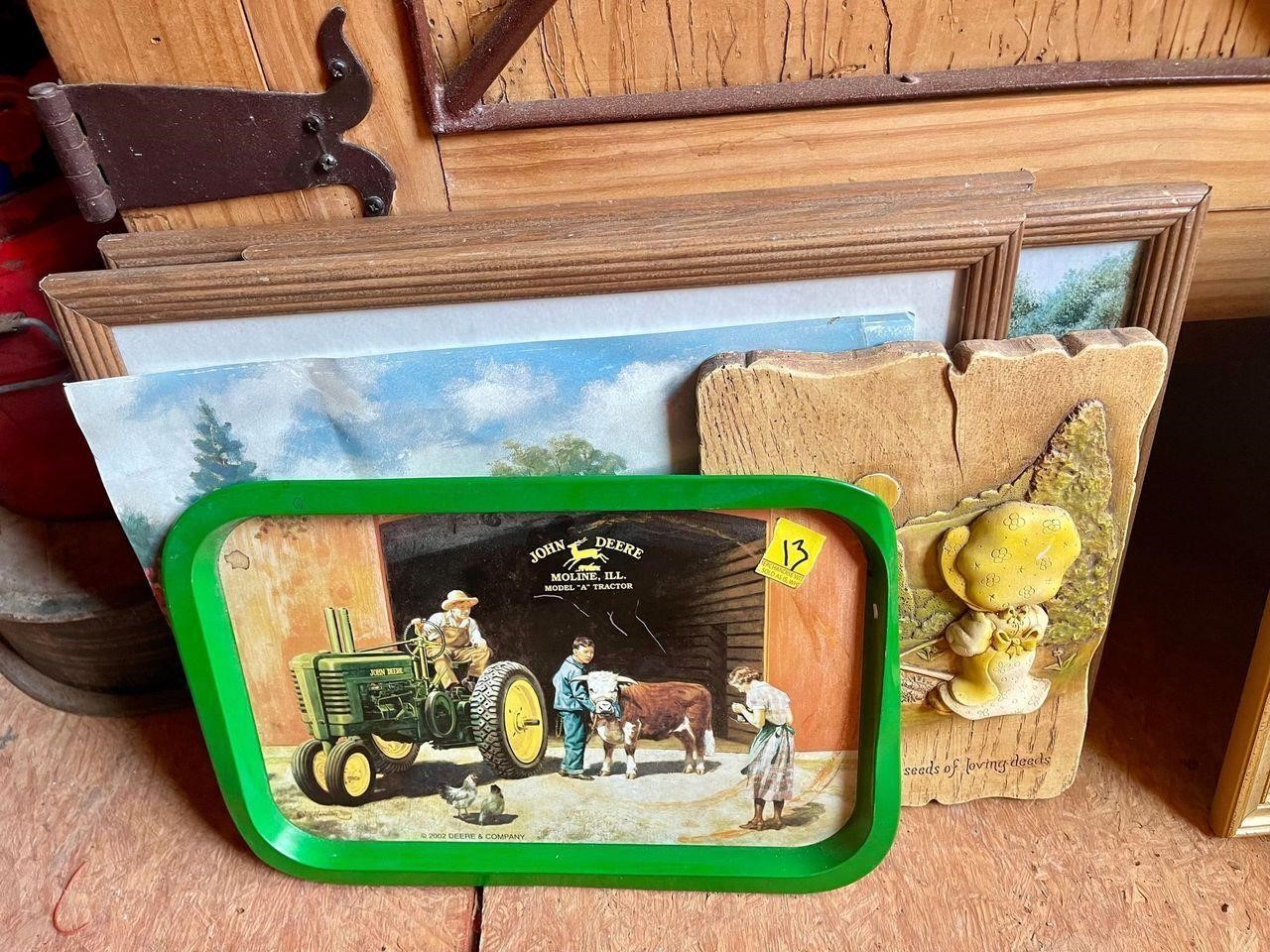 John Deere Tray assorted pictures etc