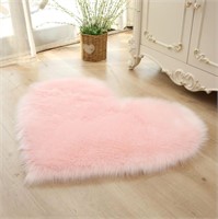 Heart Shaped Fluffy Faux Fur Area Rug 2x3 ft