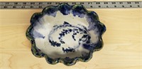Handmade Wavy Blue Ceramic Bowl