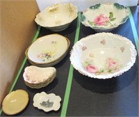 Antique Floral Bowls, Bone Dishes, Misc