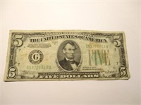 1934 Five Dollar Note