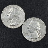 1962-D & 1962 Washington Silver Quarters