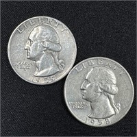 1958-D & 1959-D Washington Silver Quarters